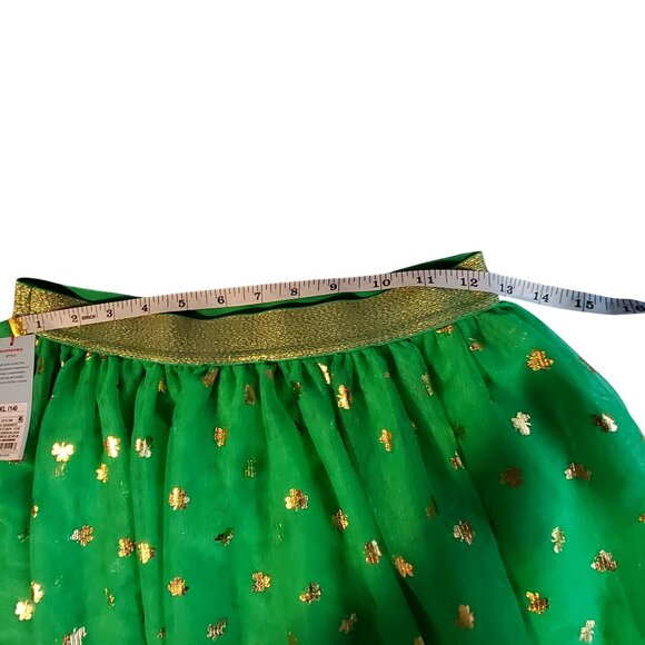 Cat & Jack Girls XL (14) Green Tulle Skirt With Gold Clover Print - Picture 3 of 8